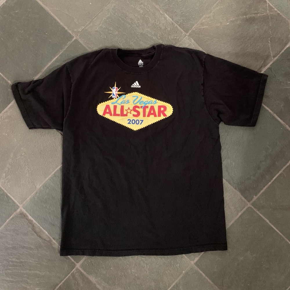 Las Vegas All Star NBA 2007 Adidas black  100% Cotton retro sport T-shirt